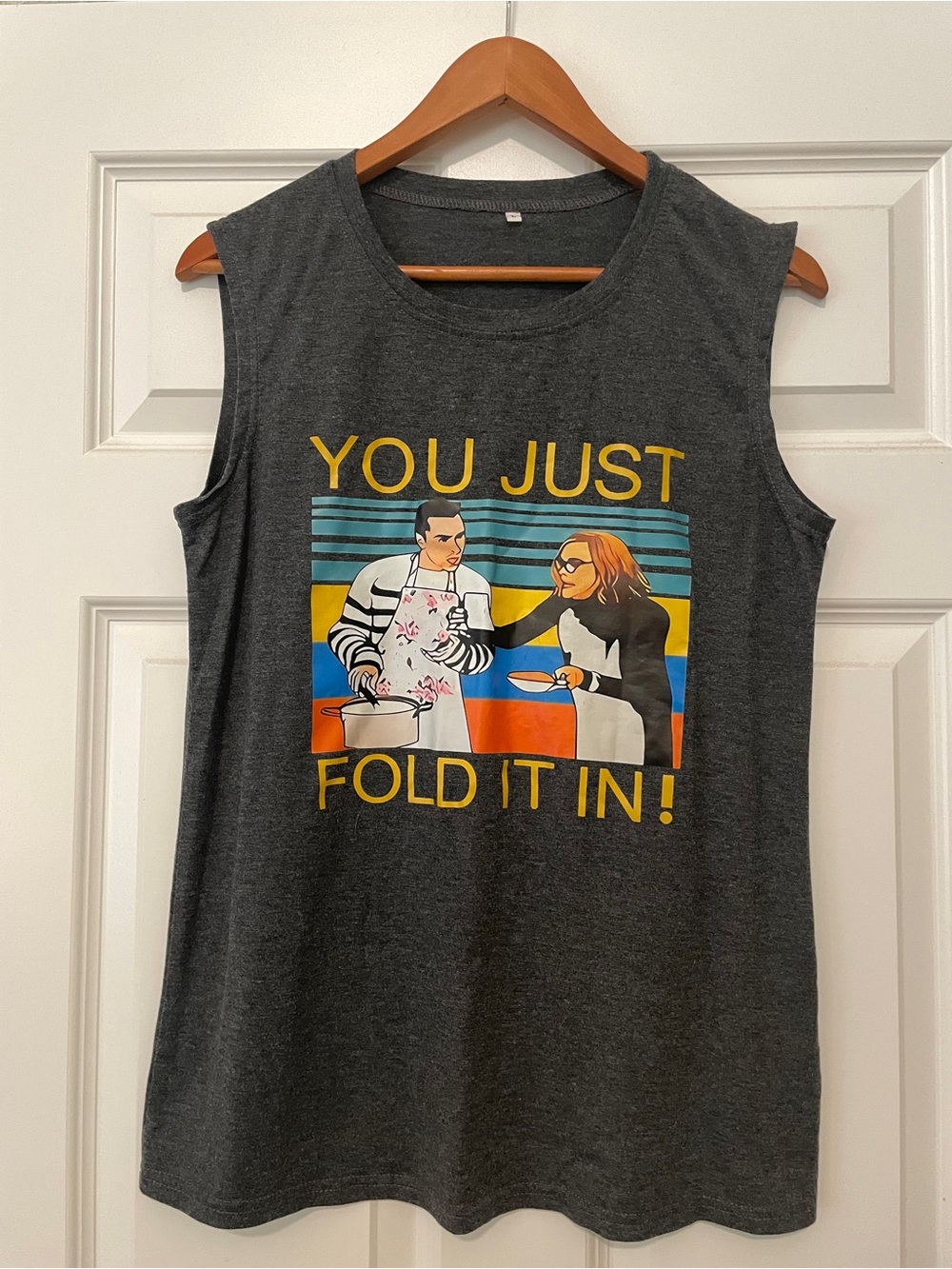 YOU JUST FOLD IT IN! Graphic Sleeveless Unisex Tank - Charcoal